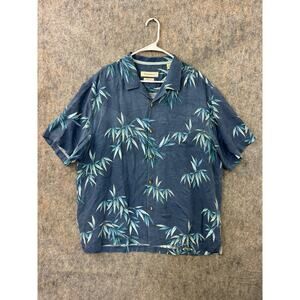 Mens Tommy Bahama Hawaiian Button Down Camp Shirt Size XL 100% Silk Blue Floral